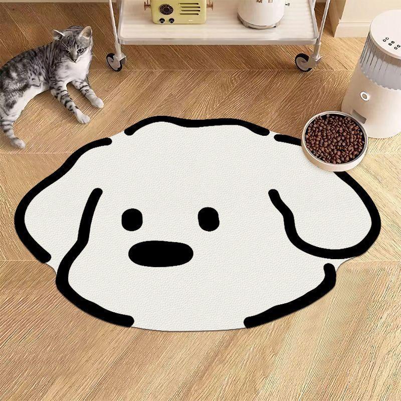 Absorbent Mud Pet Feeding Mat Cartoon for Cats and Dogs Non Slip Waterproof Placemat for Indoor Mealtime