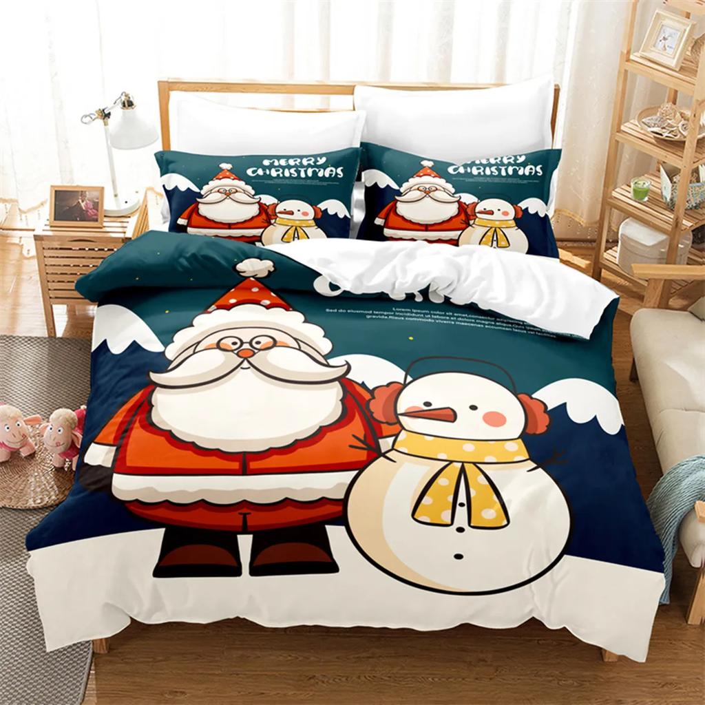 Cartoon Christmas Santa Claus Send Gifts Duvet Cover Digital Printing Christmas Tree Fashion Duvet Cover For Children Boys Girls