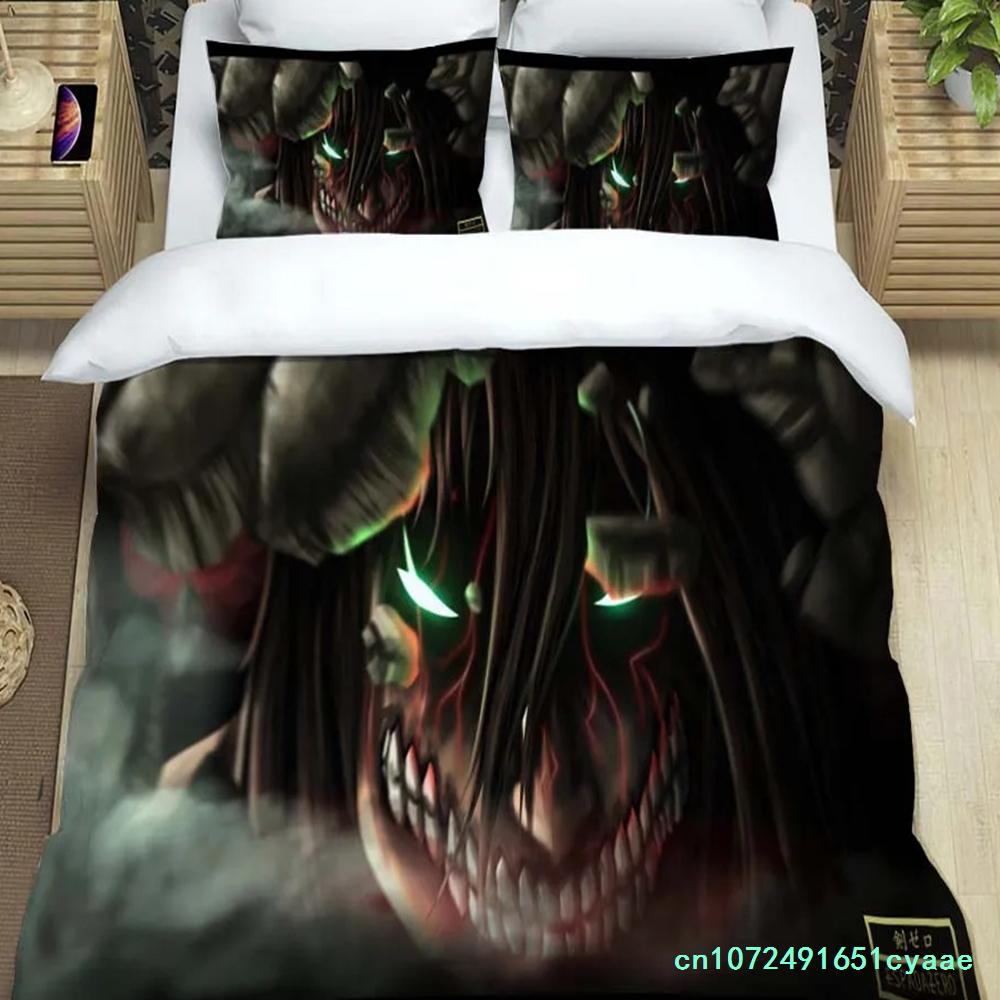 Attack On Titan Printed Polyester Bedding Bedding Set Quilt Cover Pillowcase Soft And Comfortable Customizable