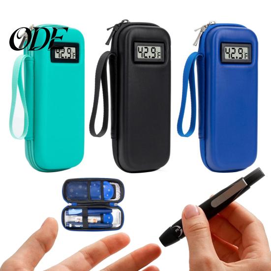 Reusable Ice Pack Insulin Cooler Refrigerator with Digital Temperature Display, Portable 2 Long-Lasting Packs for Travel Case With Monitor 8-12 Hours