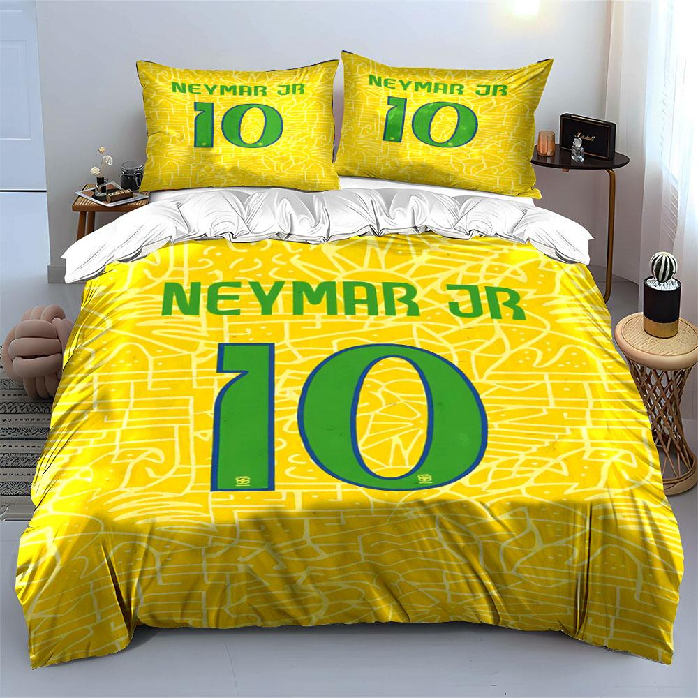 Sfondo giallo, testo Neymar Jr Set biancheria da letto Set copripiumini Copripiumini Federe(1 * Copripiumino 2 * Federe senza imbottitura per piumino)
