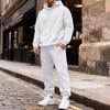 Men's Color Hoodie and Jogger Pants Set with Elastic Waist and Cuffed Ankles for Casual Wear
