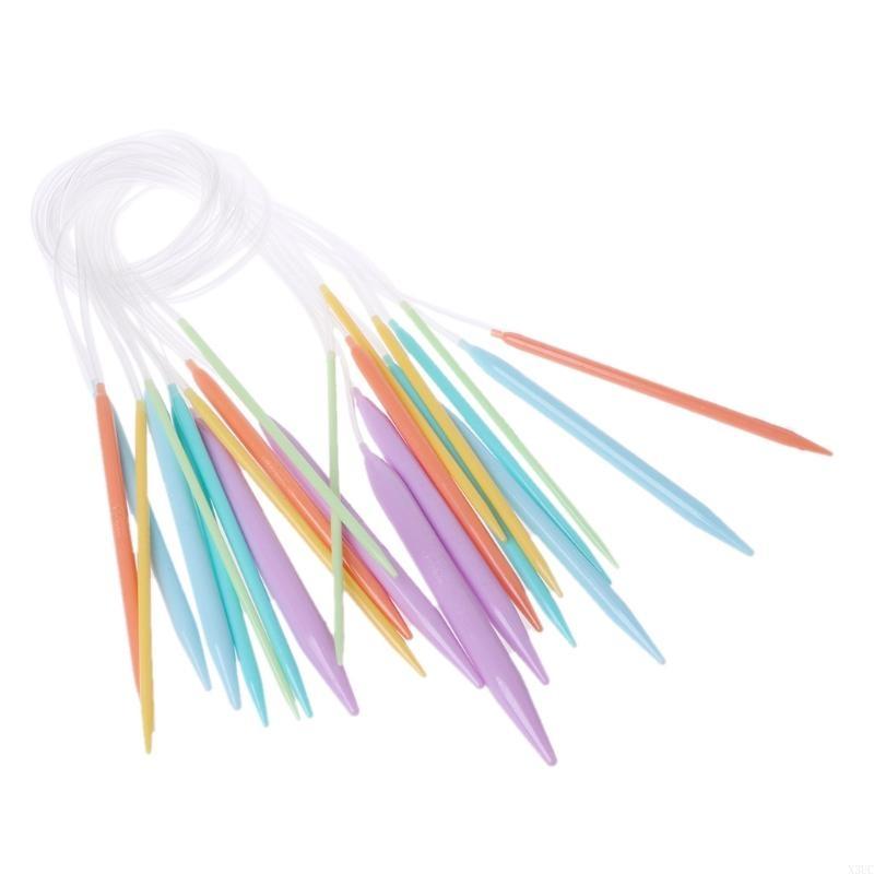 12x Plastic Circular Knitting Needle Crochet Set Craft Multicolor Tube 40cm 80cm X3UC