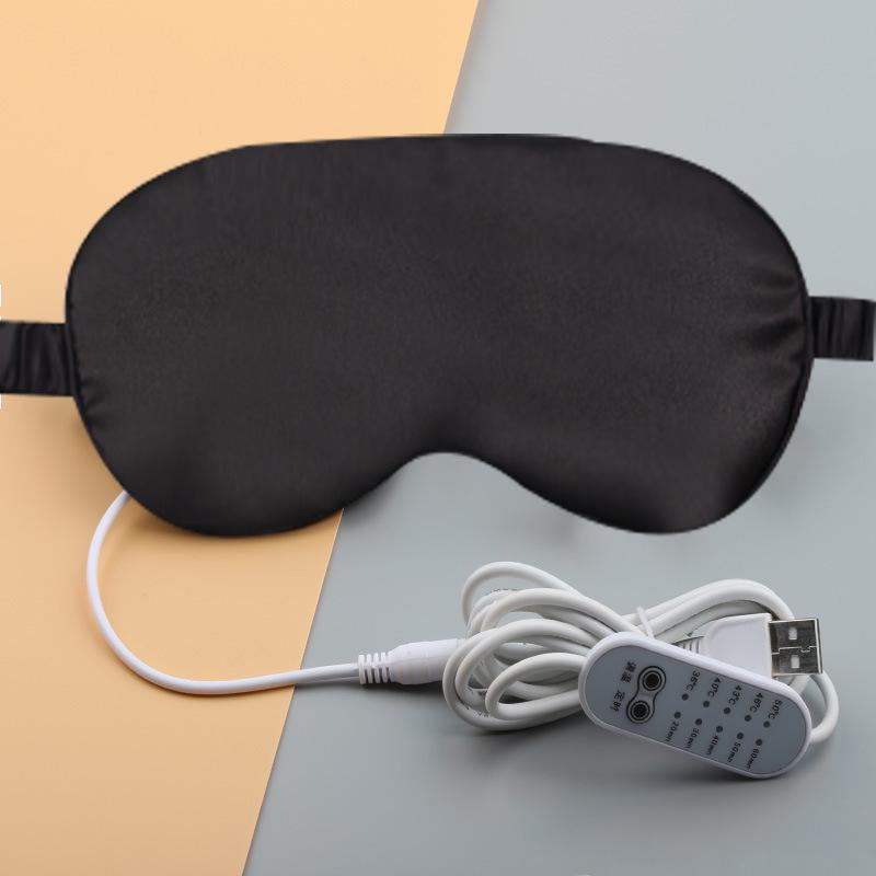 Rechargeable USB Faux Silk Eye Mask with Aroma Bag - Light Blocking, Hot Compress, Relieves Eye Fatigue, Breathable and Soothing for Women.