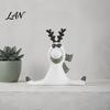 Whimsical Animal Figurines Nordic Minimalist Resin Reindeer Figurine with Knitted Scarf, Cute Healing Deer Statue, Matte White Small Apartment
