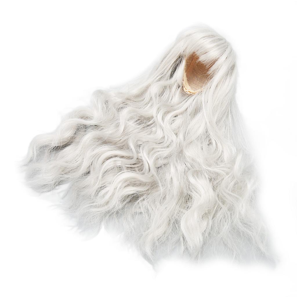 Ball Jointed Doll Wig Curly Soft Heat Resistant Trimmable Soft Touch 1 6 Doll Wig with Bangs for Doll Dress Up Silver