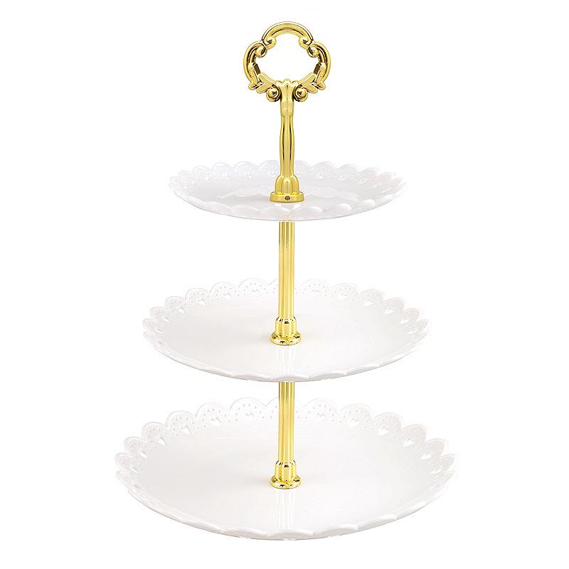 European Tray Holiday Party Three-layer Fruit Plate Dessert Candy Dish Cake Stand Self-help Display Home Table Decoration Trays