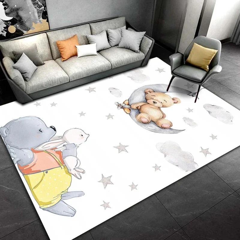 Tappeto Orso Cartone Animato per Soggiorno Decorazione Casa Tappeto da Area Tappetino per Camera da Letto Bambini Ragazze Tappetini Antiscivolo per Pavimento Soggiorno Zerbino Bagno