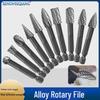 Woodworking Double-Flute Hex Shank Milling Cutter: Engraving, Enlarging Holes, Grooving, Sanding Alloy Steel Rotary File.