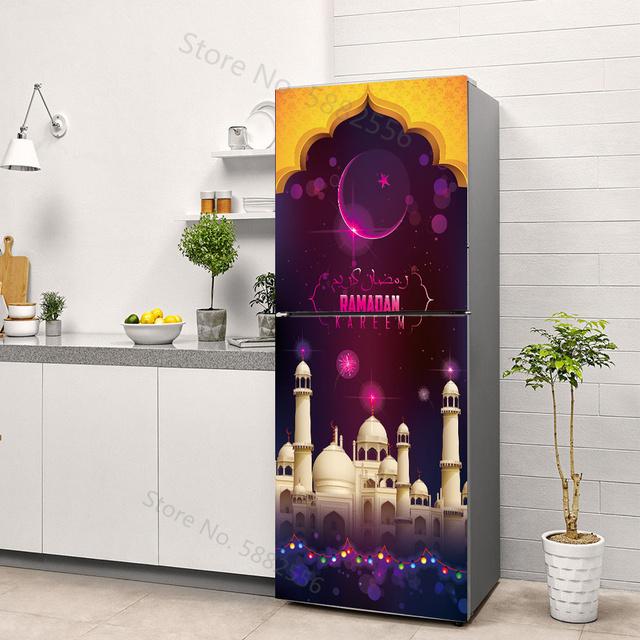 Nálepka na ledničku Ramadán Vodotěsná 3D tapeta s lucernou s lucernou Měsíce Hvězda Nálepky do kuchyně Islámská muslimská nástěnná malba Eid