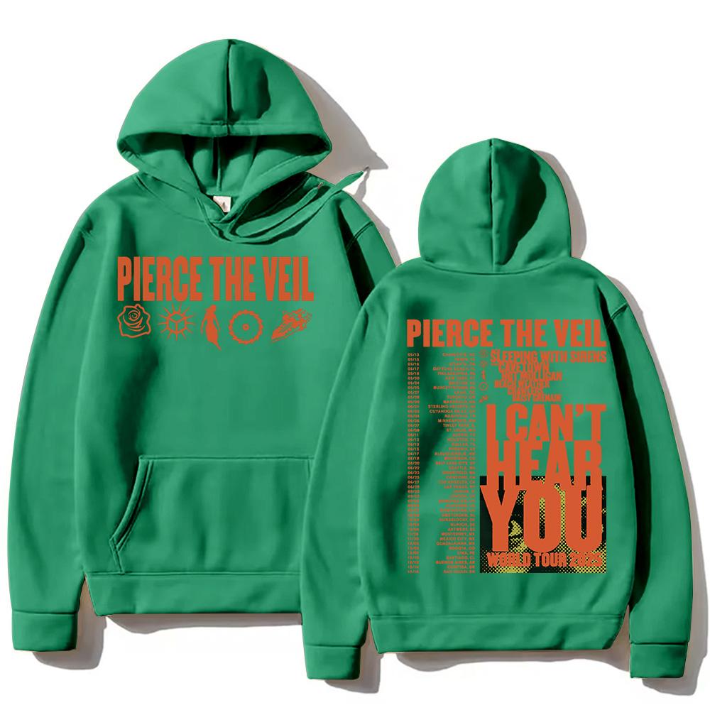 Pierce The Veil „I Can't Hear You“-Tour 2025 Hoodies – Rockband, Hip-Hop, Unisex-Streetwear für Damen und Herren – Modischer Pullover