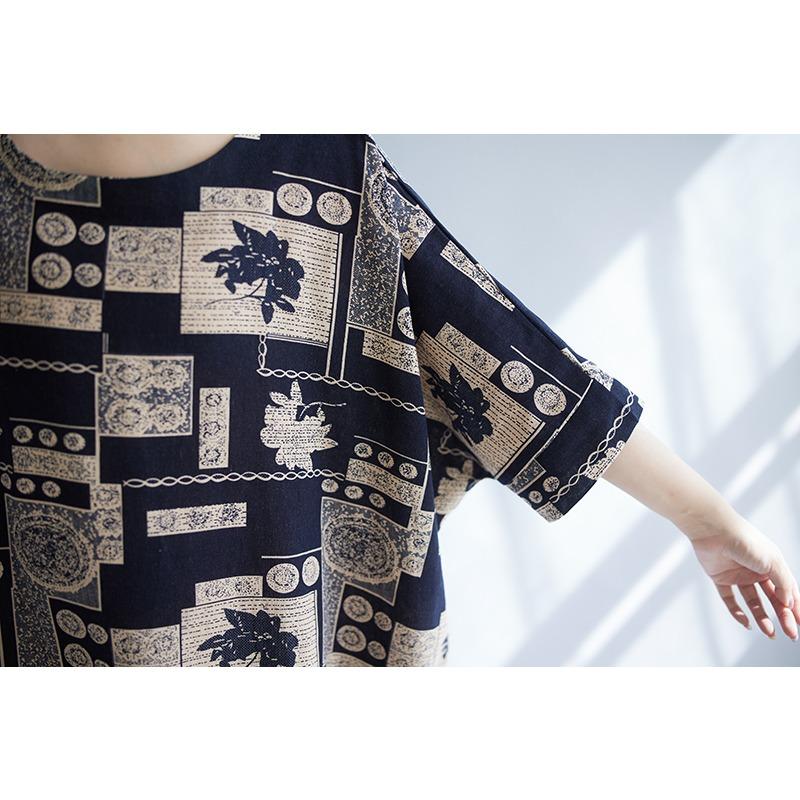 DIMANAF 2025 New Plus Size Summer Dress Women Vintage Printing Loose Casual Dress Long Soft Linen Dress Maxi