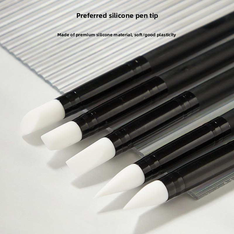 5 Nail Art Superweiche Silikon Stifte Set Bemalt Hohl Geschnitzt Silikon Prägewerkzeug Marmormuster Pinsel Pressstab Kunstbedarf