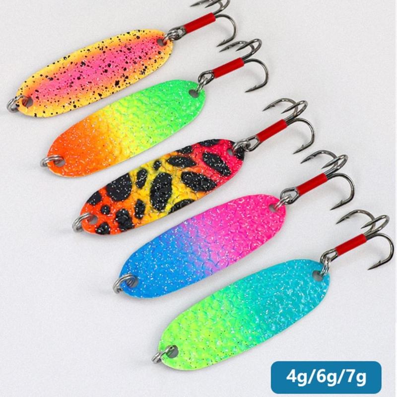 Metal Spoon Fish Lures Fishing Spinner Baits Casting Baits Metal Construction Curved Fishing Lures Sequins Baits Set