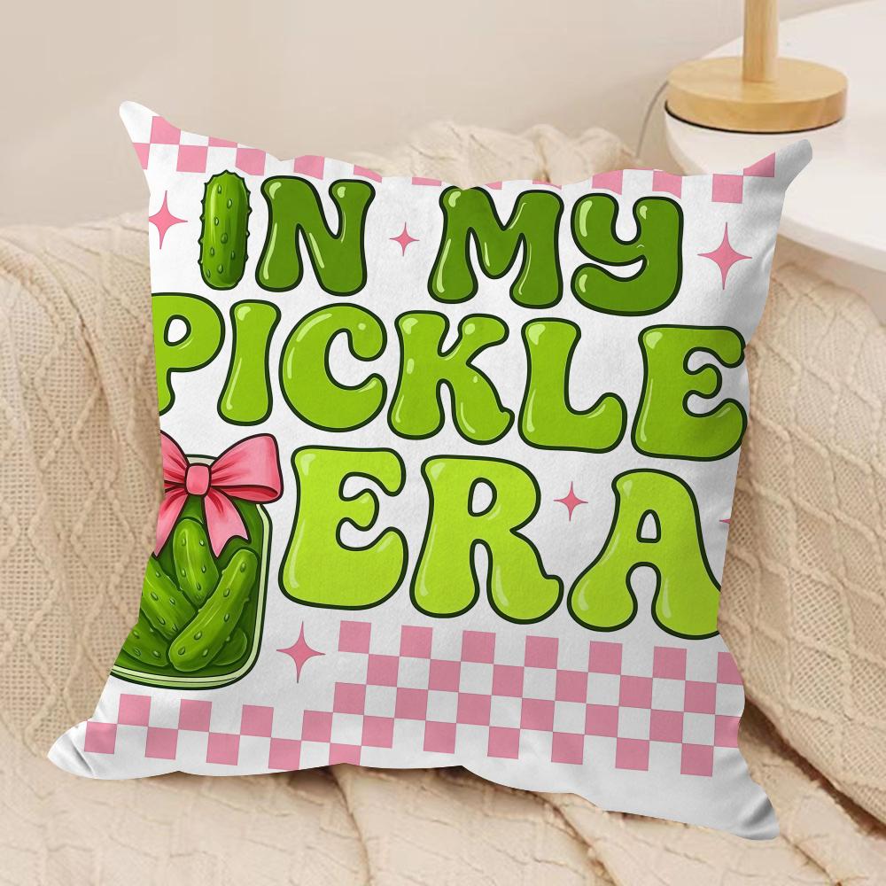 Just A Girl Who Loves Pickles Cushion Cover Silky Short Plush Invisible Zipper Dustproof Sofa Pillow Case For Home Decor