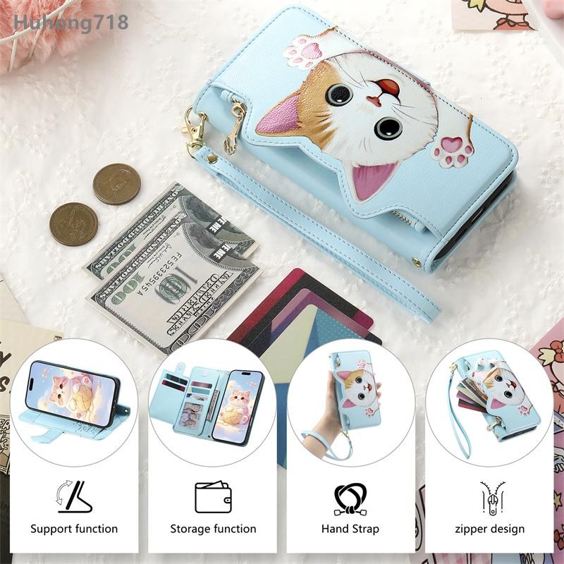For Samsung Galaxy A02S A03S A12 A22 A22S A32 A41 A51 A52 A52S A71 A72 4G 5G Case Flip Leather Zipper Coin Purse Wallet Cover Multi Card Slots