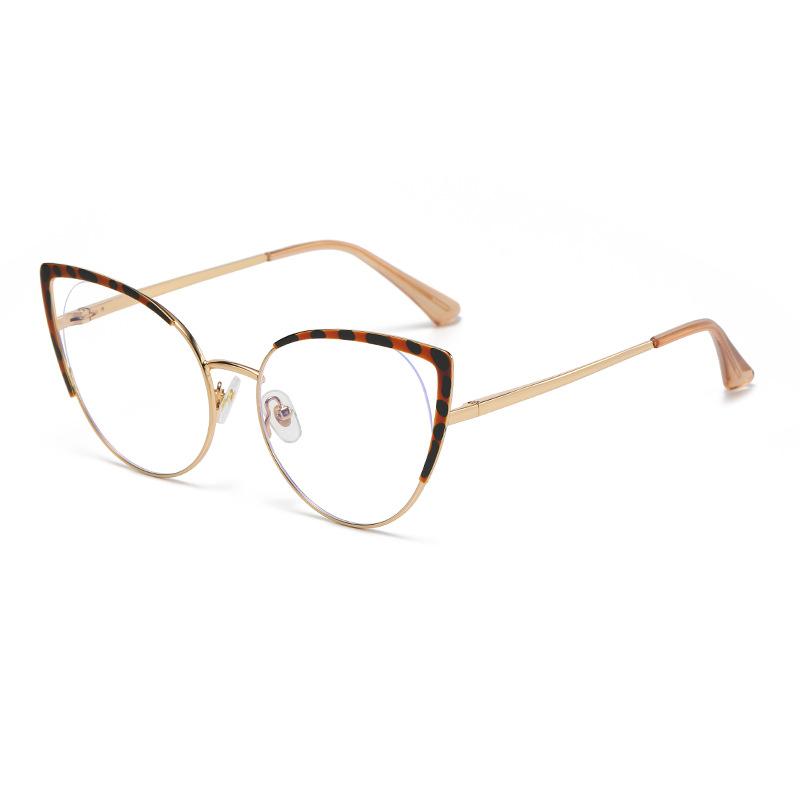 8399 Personalized Cat Eye Flat Mirror 2023 New Fashion Unisex Spring Foot Anti-Blue Metal Glasses Frame
