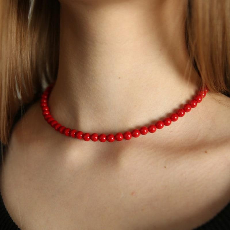 Less is more red ball necklace