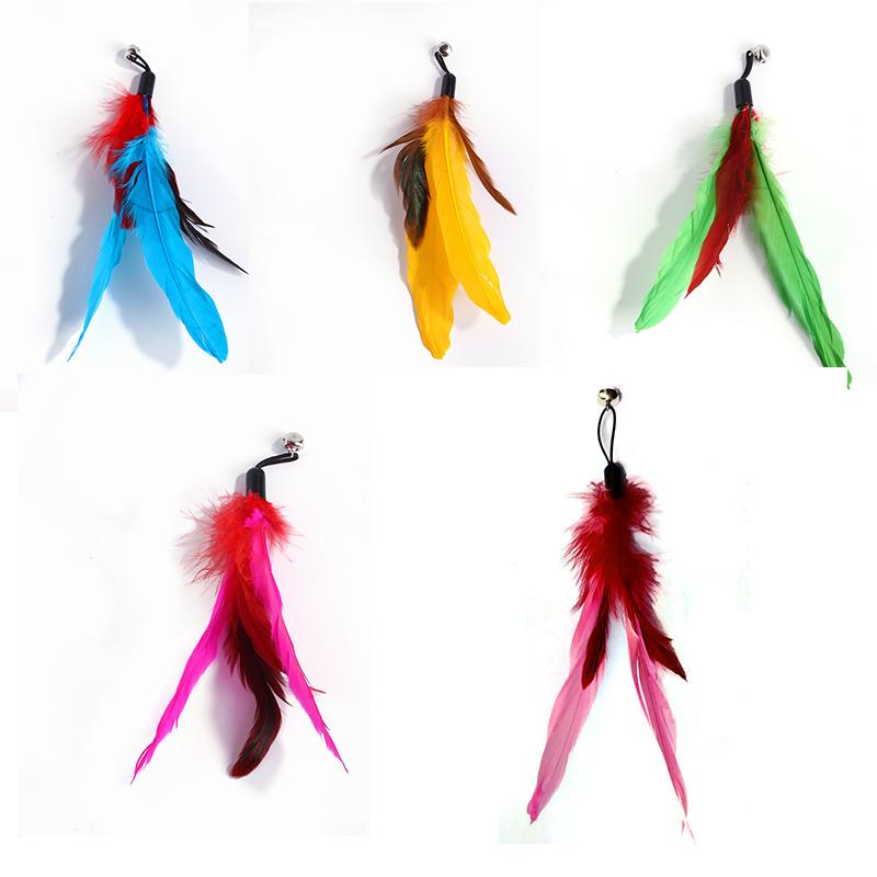 Cat Feather Toy Accessories False Mouse Worm Toy with Bell Kitten Cat Toys Interactive Replacement Refill Foam Ball Training