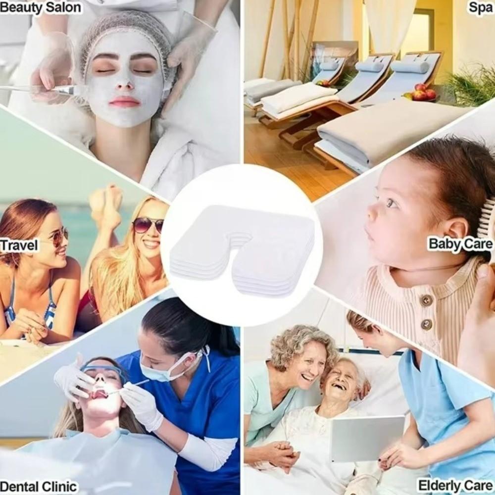 5 Pieces Soft Fluff-free Facial Pillow Covers Microfiber Reusable U-Shaped Headrest Pads Thickened Spa Face Pillow Hole Cover