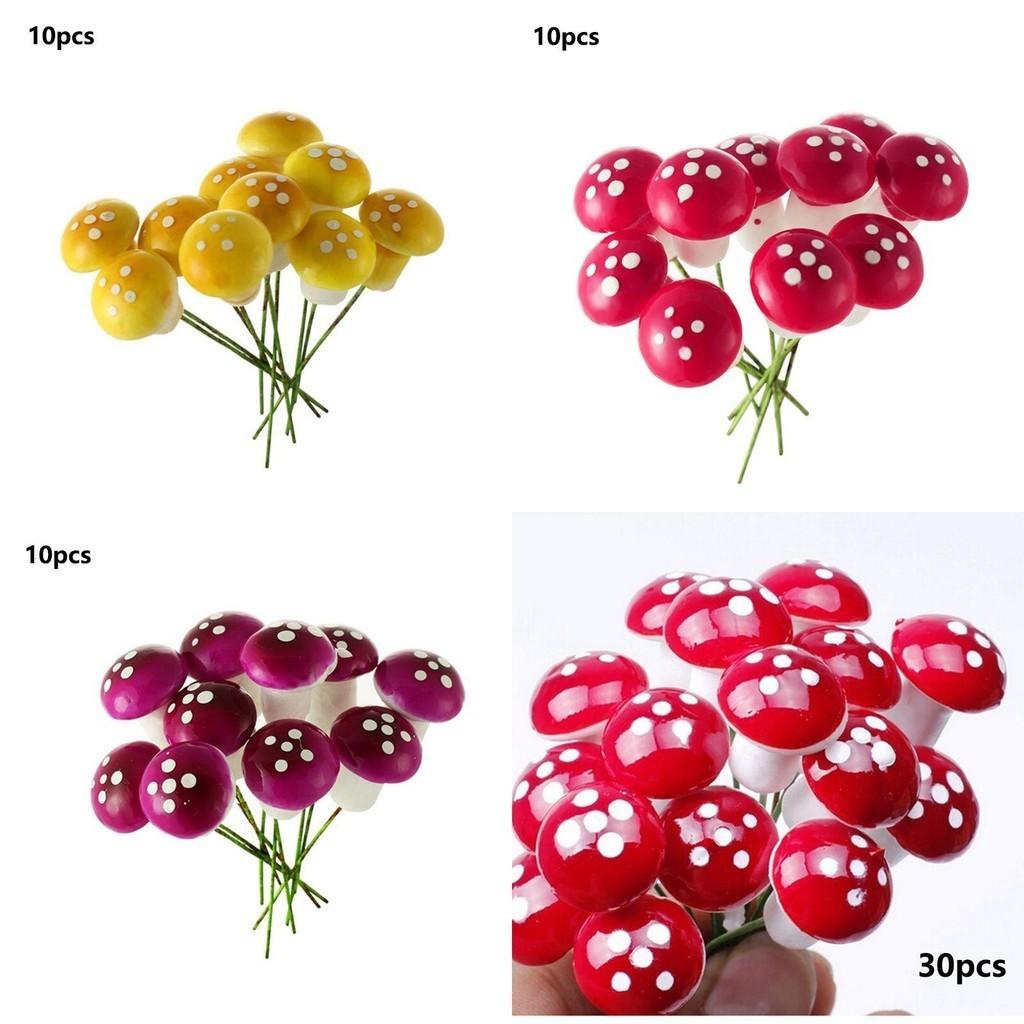 Vibrant Mini Colorful Mushroom Ornaments For Enchanting Dollhouse Garden Decor