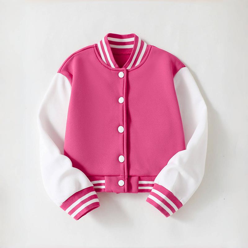 

Children s Clothing Girls College Style Knitted Cardigan Casual Spring and Autumn Baseball Jacket Girls Color-Block Fashion College Style 4-5Y