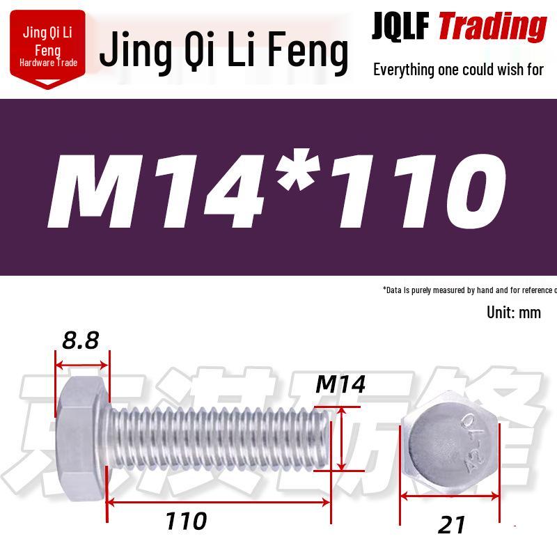 201 Stainless Steel Hex Head Full Thread Bolt: Wear & Corrosion Resistant, M4-M14 for Aerospace Machinery