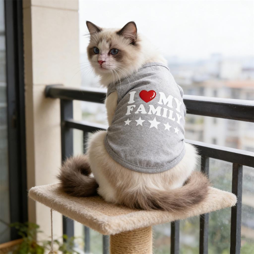 1pc I LOVE MY FAMILY Printed Pet Vest, Spring New Classic Letters Printed Pet Sleeveless T-shirt