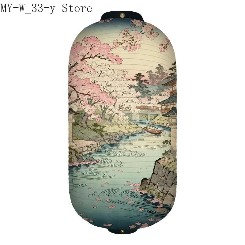 25x50cm Japanese-style Cherry Blossoms Cloth Lantern Ukiyo-e Traditional Printed Lantern Izakaya Cuisine Wedding Party Decor