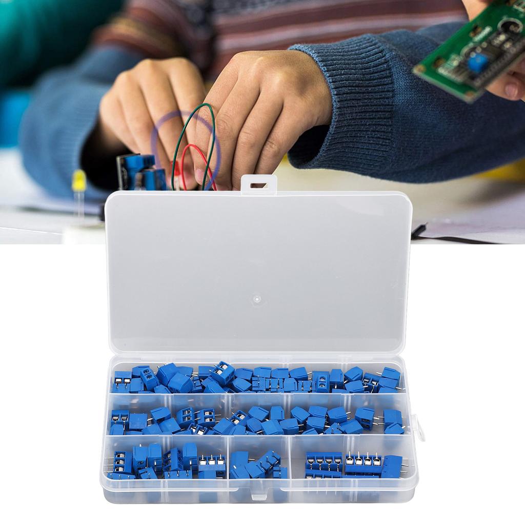 100 Stück Leiterplattenmontage Schraubklemmenblockverbinder 2-polig 3-polig 4-polig 10A 300V 5mm Rastermaß für Elektronik