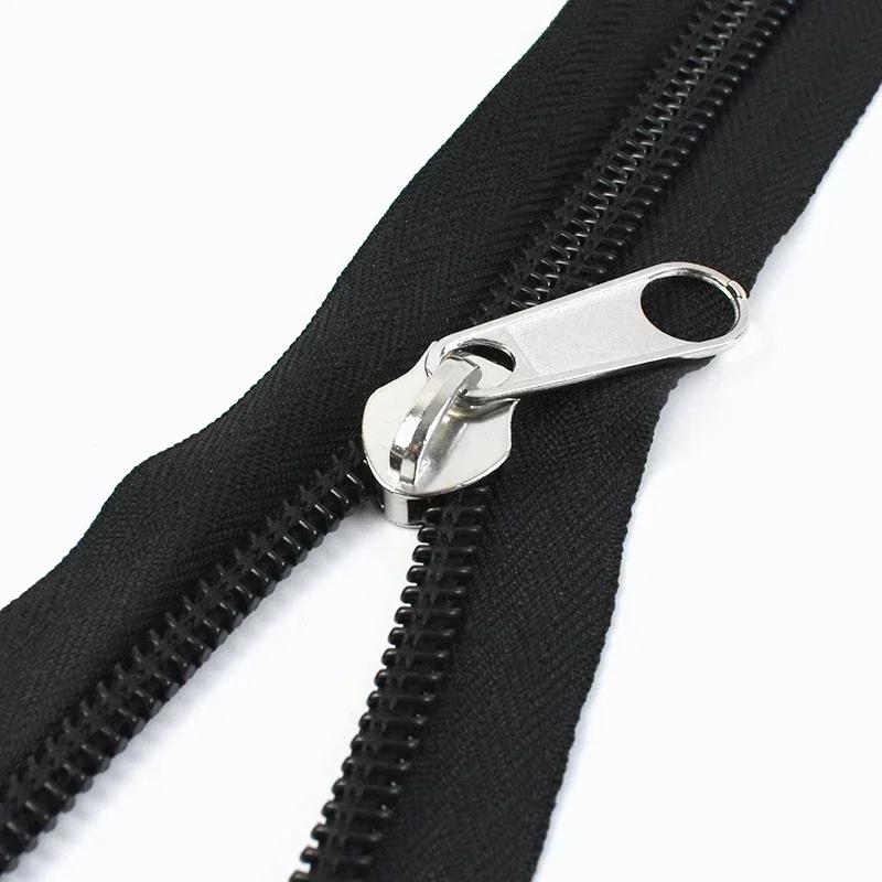 1/2/5M Meetee 3# 5# 8# 10# Cerniere in Nylon Nere con Tirazip Bifacciale Vestiti Giacca Cerniere a Spirale Riparazione Accessori da Cucito