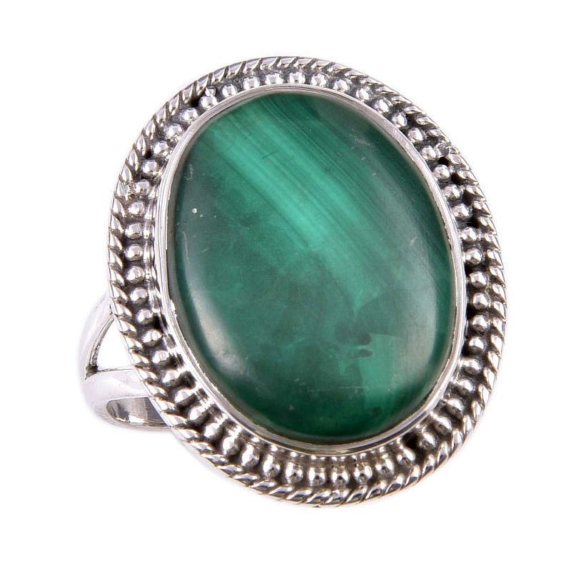 Natural Malachite Gemstone 925 Solid Sterling Silver Jewelry Ring Size 7 Q9i83