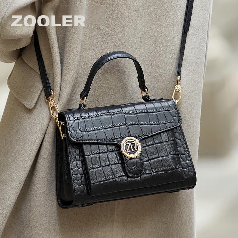 ZOOLER Women's Handbag, Fashionable Purse, Cowhide Crossbody Bag, Black