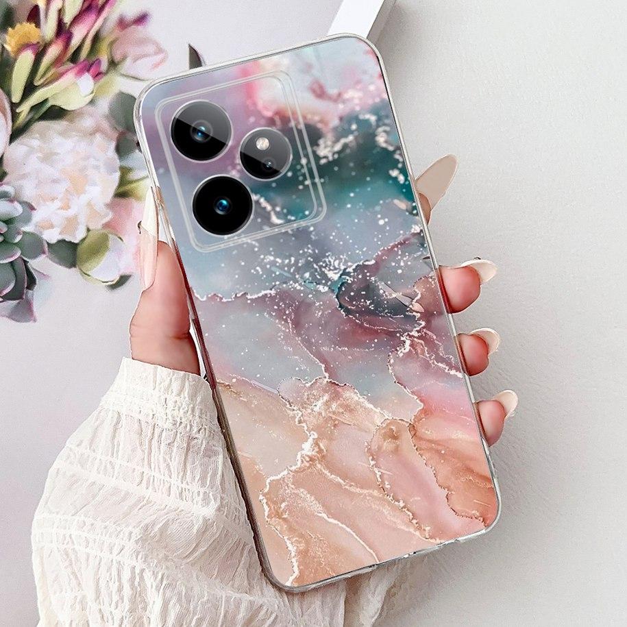 For Realme GT7 2025 Case RMX6688 Cover New Fashion Flower Marble Soft Silicone Phone Cases For Realme GT 7 Pro 7T Realme7 Fundas