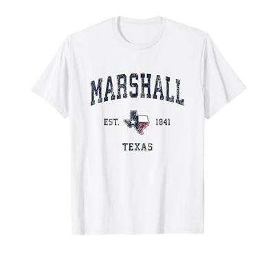 Texas Marshall Texas Flagge Sport Marineblau Design T-Shirt
