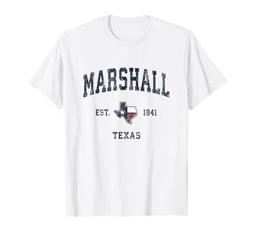 Texas Marshall Texas Flag Sport Navy Design T-Shirt