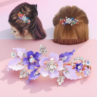 New Resin Crystal Flower Hair Clips Barrettes Cute Hairpins Headwear Accessories for Women