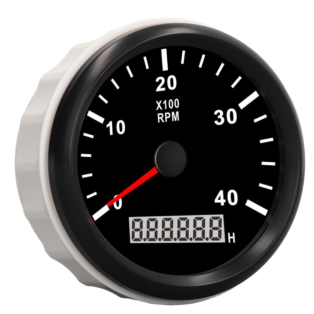 85mm 0‑4000RPM Engine Tachometer with 0.0‑99999.9H Hourmeter IP67 Waterproof Anti Fog Red Backlit for Car Truck Ship