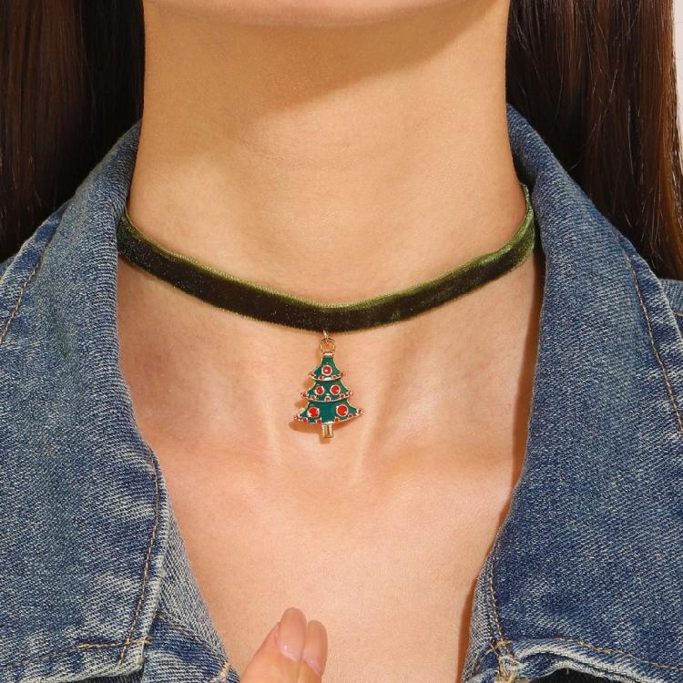 Snowflakes Christmas Tree Bells Velvets Collar Necklace Christmas Clavicle Chain