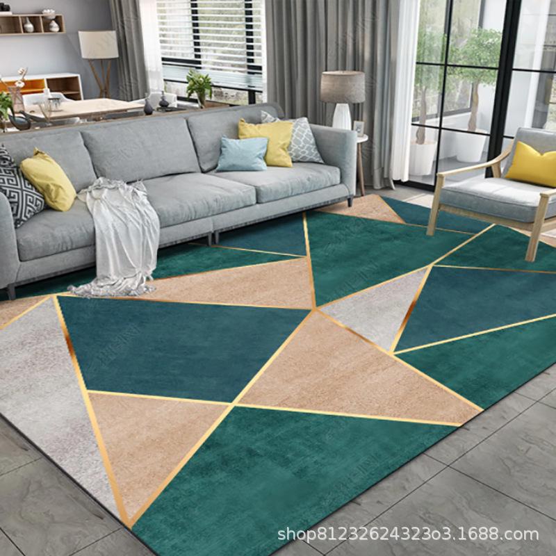Living Room Luxury Area Rug: Geometric Carpet for Bedroom, Bedside, or Coffee Table
