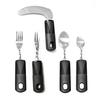 Stainless Steel Adaptive Foldable Utensil Set with Anti-Shake Rubber-Plastic Handle for Elderly Rehabilitation (Knife, Fork, Spoon)