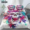 3D Skull Duvet Cover Set Colorful Skull Gothic Watercolor Tie Dye Comforter Cover Microfiber Sugar Skull Queen Size Bedding Set