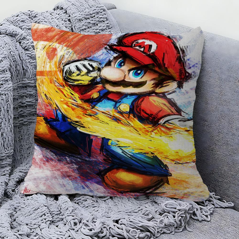 Capa de Almofada Desenho Animado Super M-Marios Fofa Fronha Sala de Estar Sofá Decoração de Casa Personalizado