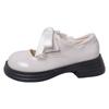 White bow small leather shoes women's summer lace platform Mary Jane round head jk loafers cute light mouth single shoes