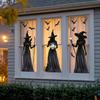 Halloween Window Decor Stickers Witch Window Clings with Witch Black Cat Bat Patterns Gothic Spooky Atmosphere for Glass Window