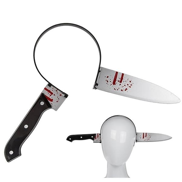 Kostým čelenka nůž optická iluze Halloween