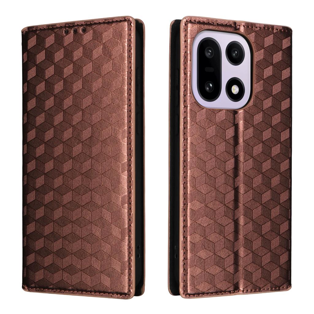 For OnePlus 15 5G Case Wallet Rhombus Imprinted PU Leather Phone Cover