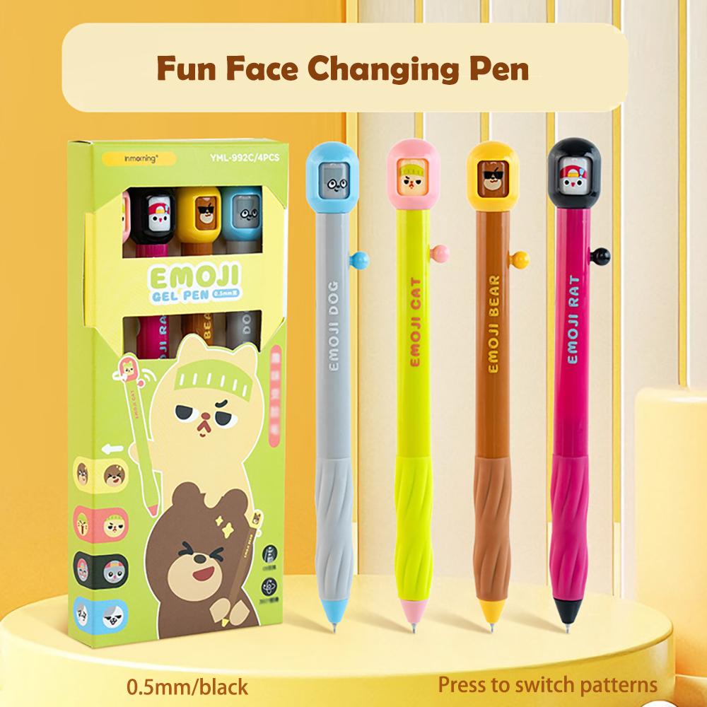 

Fun Face Changing Pen Ins Cute High Beauty Cartoon Press to Move Pen Student Speed Drying CS Brushing Test Pen 0.5 Black армия зеленый