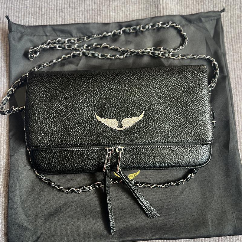 ZV Women's Classic Wing Rivet Shoulder Bag - Trendy, Versatile Small Square Chain Bag