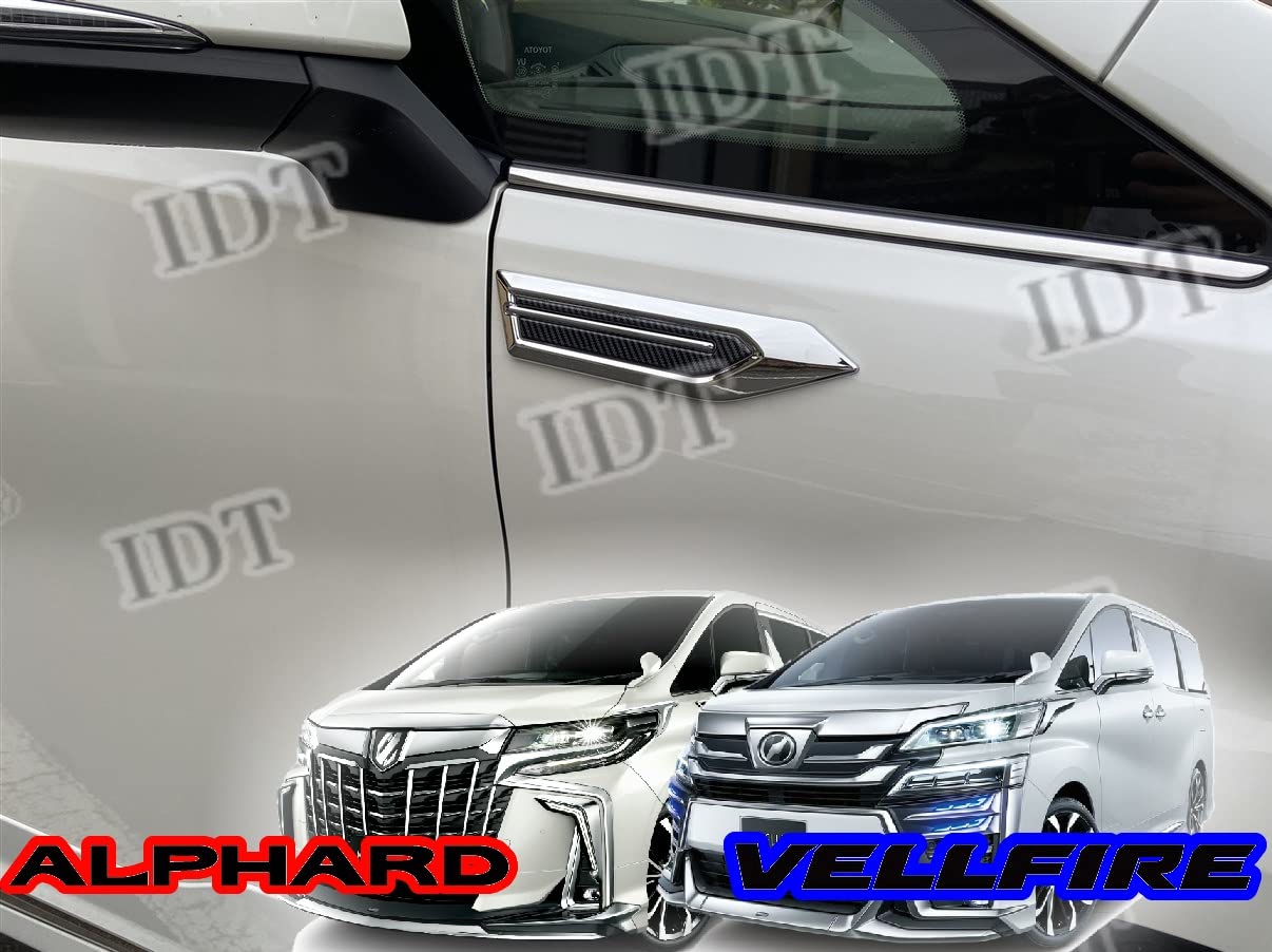 

IDT Chrome Fender Garnish with Inner Carbon Fiber for Toyota 30 Series Side Trim Molding Cover and Carbon Includes Mini Cloth Inspection Compliant